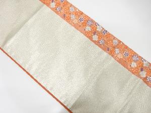 縞に枝花模様織出し袋帯